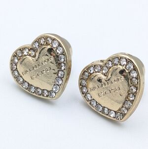 Michael Kors crystal pave gold tone heart earrings studs